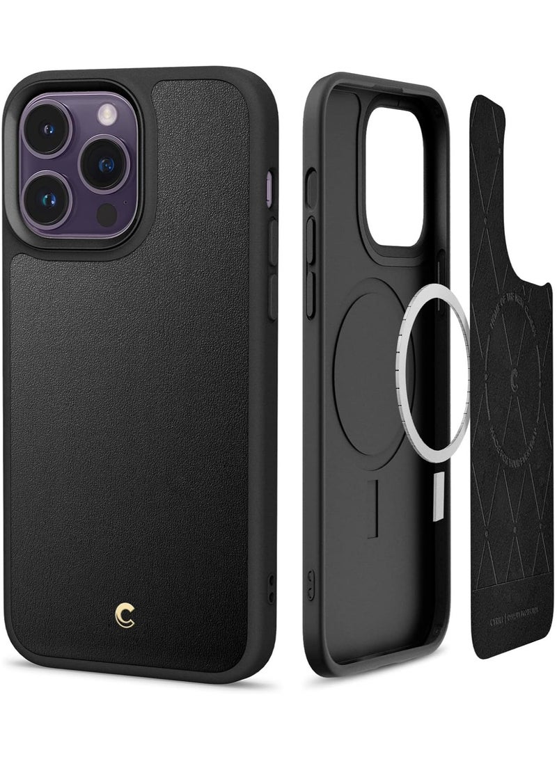 CYRILL Kajuk Mag Compatible with iPhone 14 Pro Max Case Cover [Premium Vegan Leather] Compatible with MagSafe - Black - Image 1