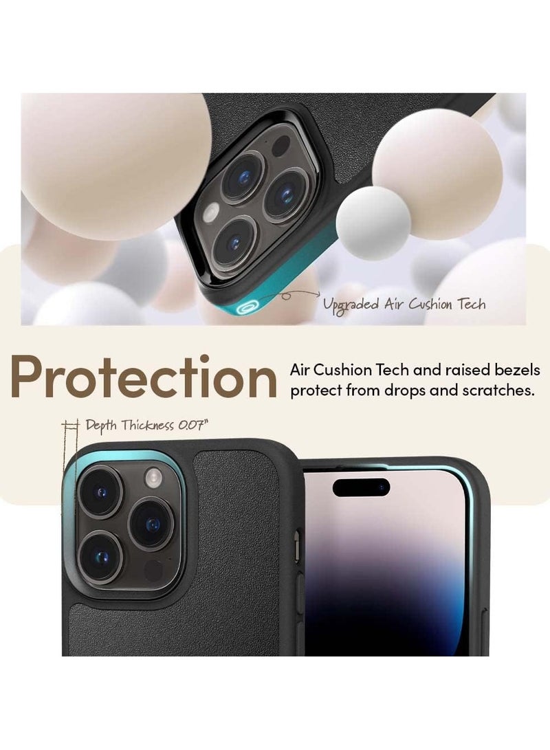 CYRILL Kajuk Mag Compatible with iPhone 14 Pro Max Case Cover [Premium Vegan Leather] Compatible with MagSafe - Black - Image 5