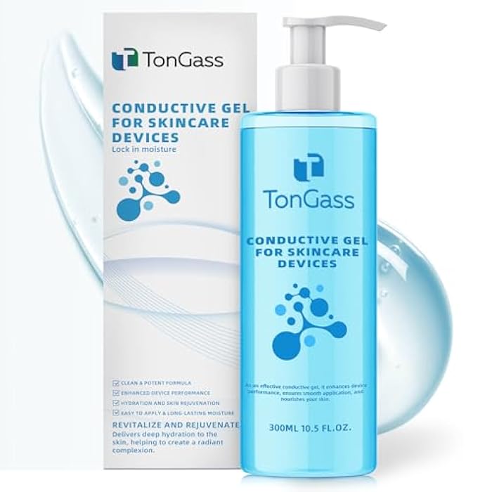TonGass 1-Pack Collagen Peptide Conductive Gel For Microcurrent Devices, Anti Aging Facial Treatment with Hyaluronic Acid for All Skin, Boost Skin Radiance & Locks in Moisture for 24 Hours (10oz) - Image 1