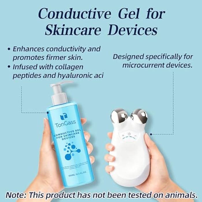 TonGass 1-Pack Collagen Peptide Conductive Gel For Microcurrent Devices, Anti Aging Facial Treatment with Hyaluronic Acid for All Skin, Boost Skin Radiance & Locks in Moisture for 24 Hours (10oz) - Image 5