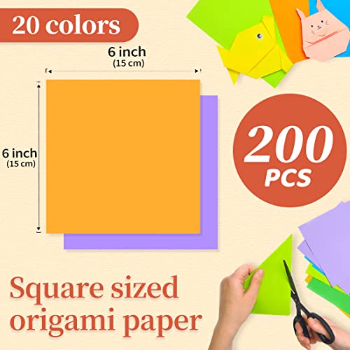 IOOLEEM Origami Paper, 200 Sheets, 20 Colors, 6 Inch Square, Double Sided Colored paper. - Image 2
