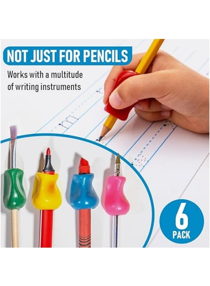 6-Pack Original Pencil Grippers - Ergonomic Writing Aid for Kids/Adults, Left  Right Handed with Comfort Finger Cushions - Improves Pen Holding Posture - Image 4