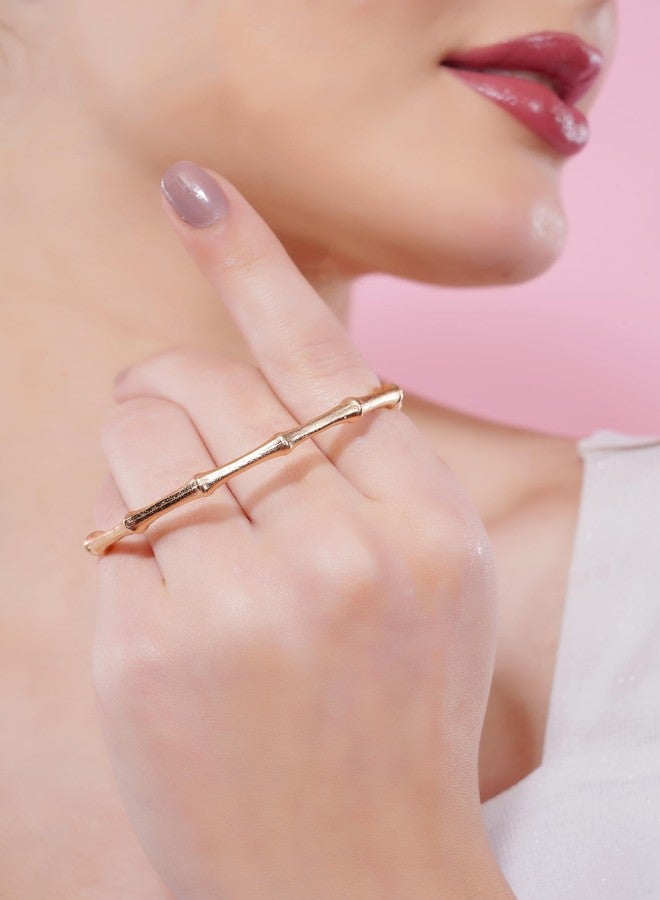 إميليا طقم أساور أميليا النسائية من سلسلة الخيزران المطلية بالذهب | هدية مجوهرات مميزة للارتداء اليومي والمناسبات - Image 5