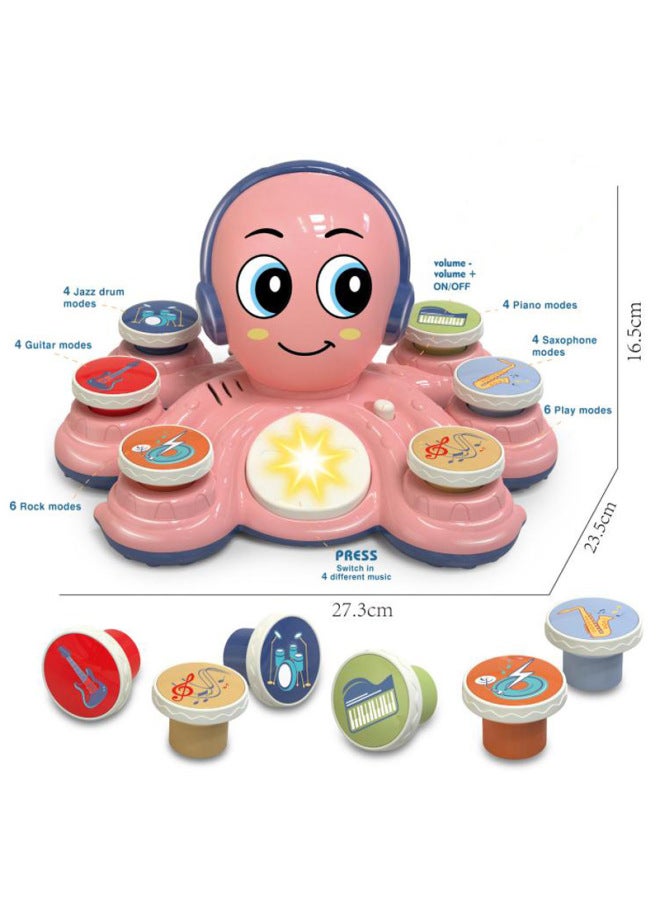 Cartoon Rock Octopus Musical Instrument Jazz Drum Early Education Music Octopus Ringboard Tambourine Sand Hammer Percussion Set-Color:RJ2873 Rock Octopus (lotus Root Starch)  - Image 3