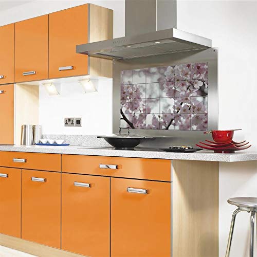 Walldesign Kitchen Protection Anti-Mark Oil Proof Easy Clean Plastic Wall Stickers Cherry Flower (PVC Vinyl, 80 Cm X 54 Cm) - Image 2
