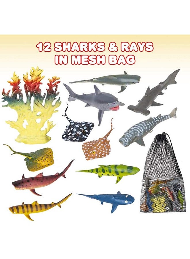 ArtCreativity Sharks & Rays in Mesh Bag, Pack of 12 Sea Creature Figurines in Assorted Designs, Bath Water Toys for Kids, Ocean Life Party Décor, Party Favors for Boys and Girls - Image 2