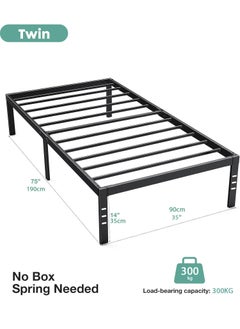 Yanara 90x190cm Metal Platform Twin Bed Frame with Storage Space Under Bed, 35cm Height, Heavy Duty Steel Slat Support, Easy Assembly, No Box Spring Needed  - Image 4