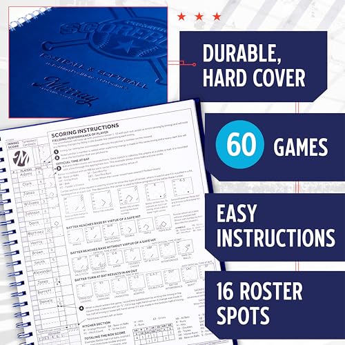 Murray Sporting Goods Premium Baseball Softball Scorebook - 60 Games | Stats Score Keeper Book for Adult & Youth Baseball/Softball - Image 2