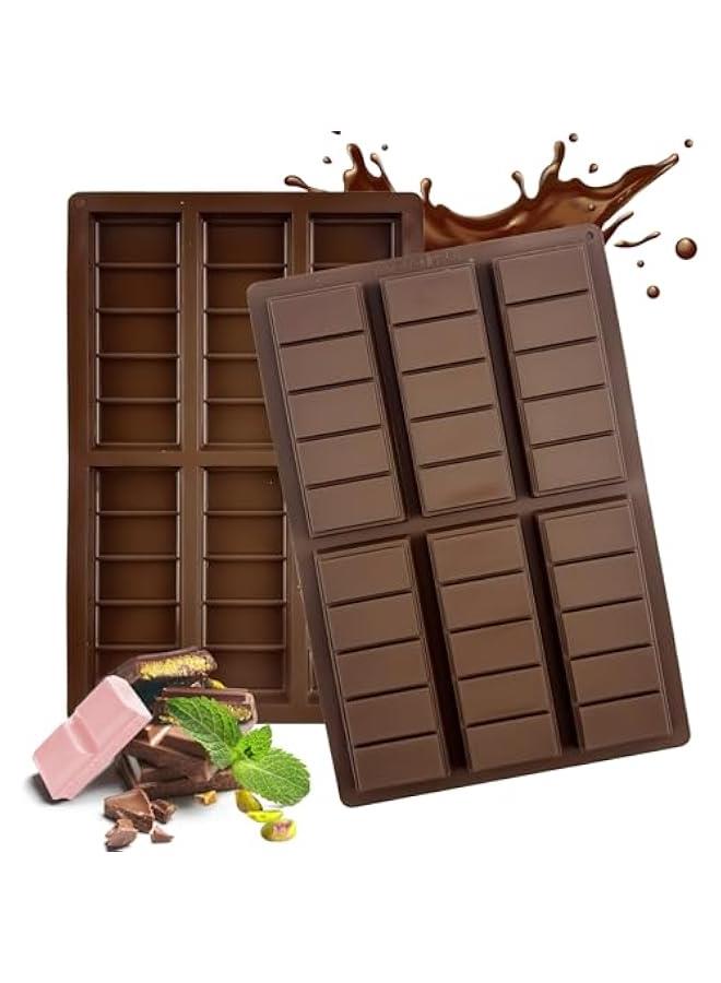 2Pcs Dubai Chocolate Bar Mold Deep Thick Chocolate Bar Mold Break Apart Silicone Chocolate Candy Mold Rectangle Non-Stick for Filling Protein Knafeh Pistachio Chocolate Bar - Image 1