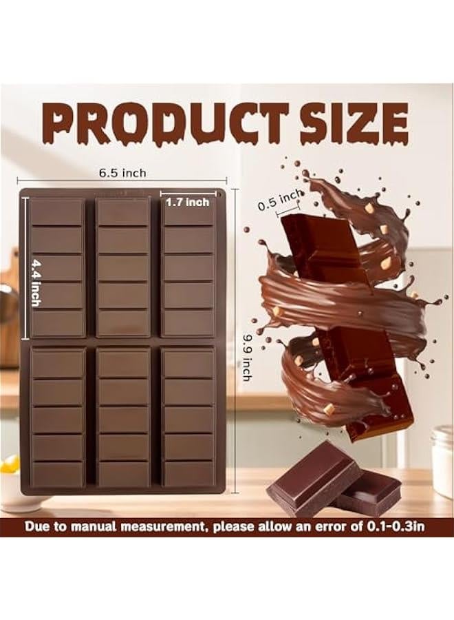 2Pcs Dubai Chocolate Bar Mold Deep Thick Chocolate Bar Mold Break Apart Silicone Chocolate Candy Mold Rectangle Non-Stick for Filling Protein Knafeh Pistachio Chocolate Bar - Image 2