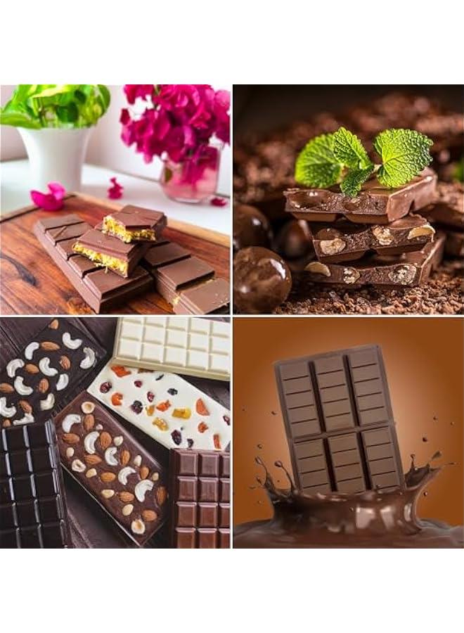 2Pcs Dubai Chocolate Bar Mold Deep Thick Chocolate Bar Mold Break Apart Silicone Chocolate Candy Mold Rectangle Non-Stick for Filling Protein Knafeh Pistachio Chocolate Bar - Image 4