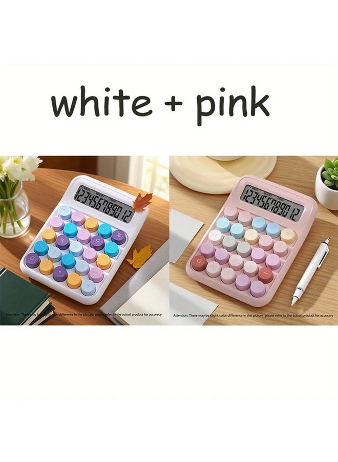 White And Pink Desktop Calculator With LED Display For Office And School Use - Image 1