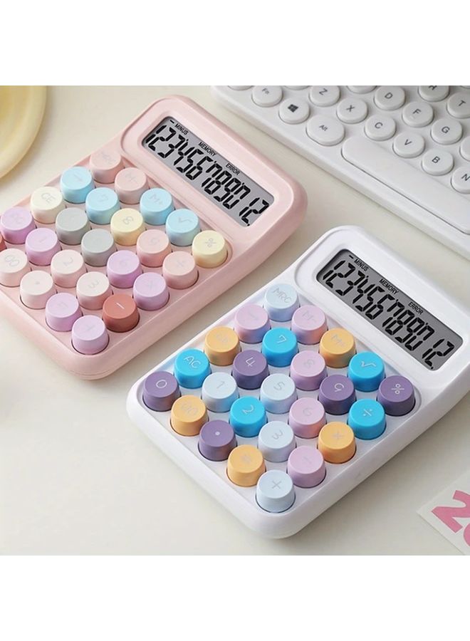 White And Pink Desktop Calculator With LED Display For Office And School Use - Image 4