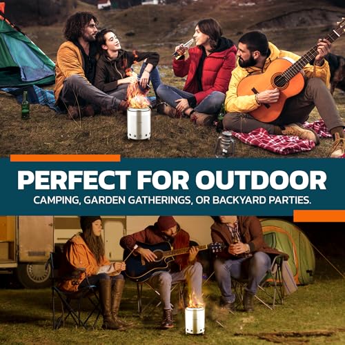 Campior Wood Burning Fire Pit Stove - Smokeless Outdoor Stove for Efficient Wood Fires, Camping, Cooking, and Garden Gatherings, Durable, Stainless Steel with Removable Ash Pan, Stand and Carry Bag - Image 5