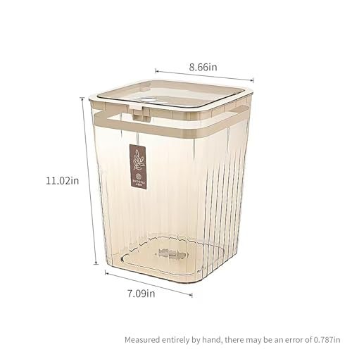 Lingerlanden Bathroom Trach Can with Lid, 2.6 Gallon Grabage Can,Plastic Transparens Waste Basket with Press Top Lid,Clear Trach Bin for Home,Living Room,Bedroom,Office,Brown - Image 2