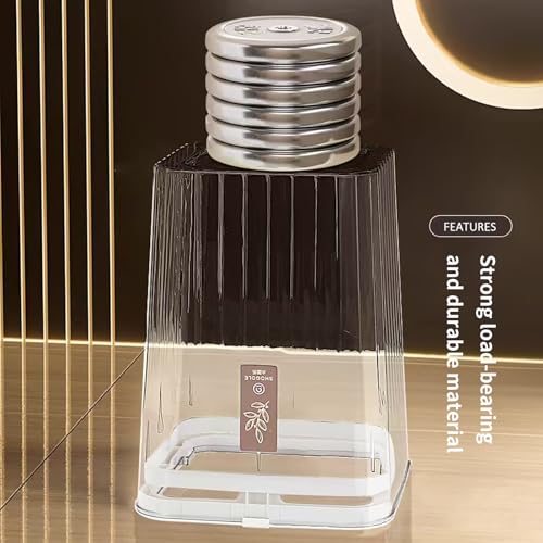 Lingerlanden Bathroom Trach Can with Lid, 2.6 Gallon Grabage Can,Plastic Transparens Waste Basket with Press Top Lid,Clear Trach Bin for Home,Living Room,Bedroom,Office,Brown - Image 5