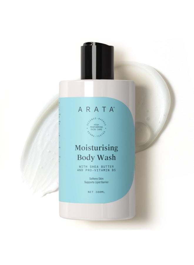 ARATA Moisturising Body Wash for Dry Skin with Shea Butter & Glycerine | Protects Skin Barrier | Velvety Soft Skin | Body Wash for Women & Men | Paraben & Silicone-Free | For All Skin Types | 300ml - Image 1