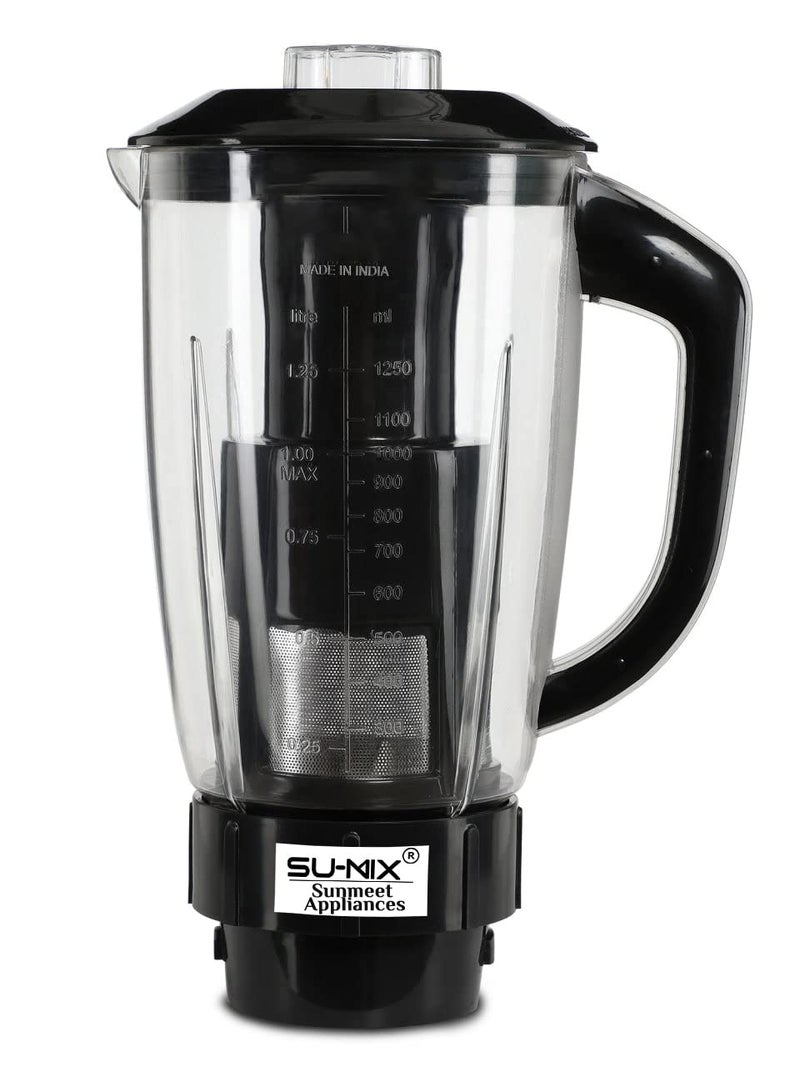 Sumix Heavy Quality Juicer Jar for Mixer Grinder Juicer Jar Transparent Plastic Fruit Filter 1500ML SA94 Black Pack of 1 - Image 1