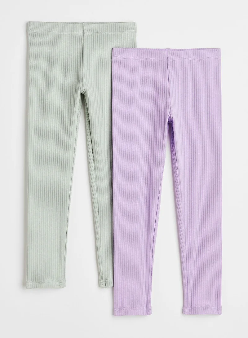 H&M Kids 2 Pack Essential Ribbed Leggings