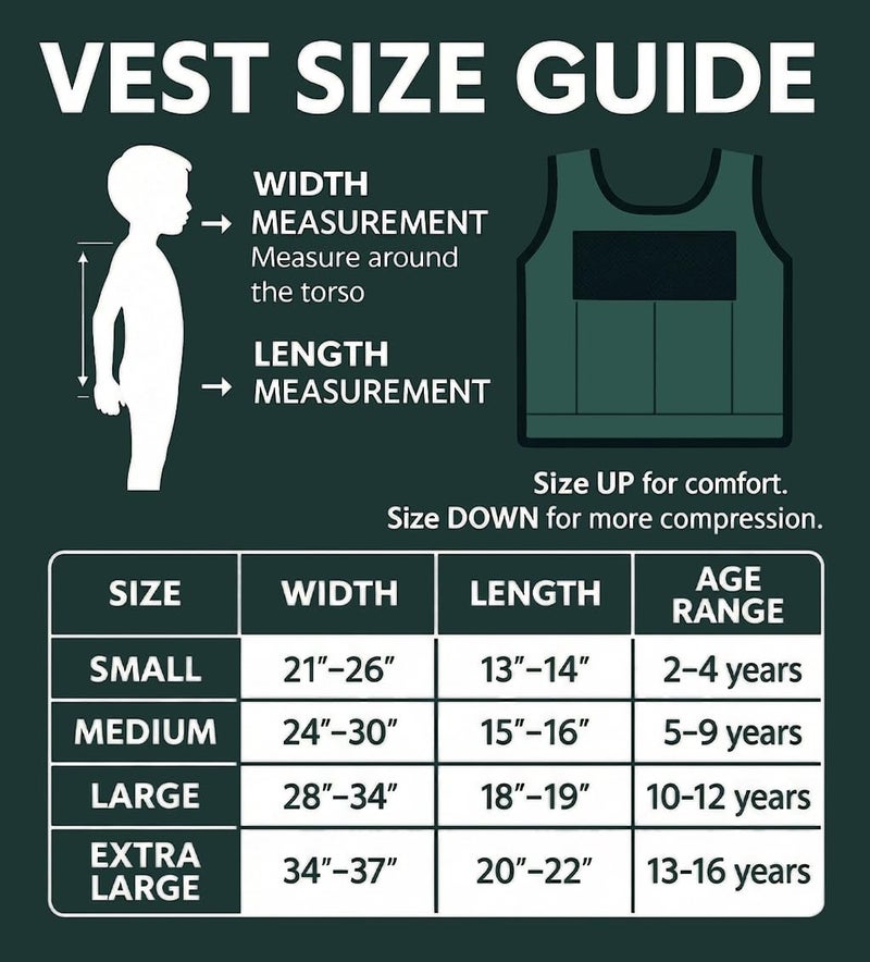 Sensory4u Weighted Vest for Kids - Adjustable Compression Vest, Medium (Ages 5-9), 6 Removable Weights, Breathable Snug Fit - Image 2