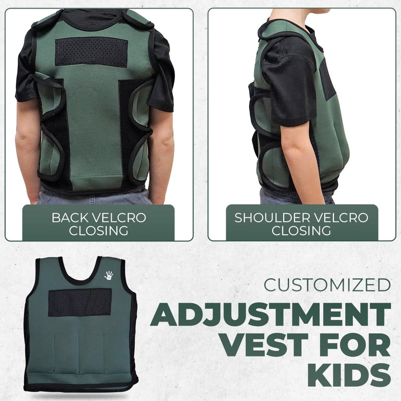 Sensory4u Weighted Vest for Kids - Adjustable Compression Vest, Medium (Ages 5-9), 6 Removable Weights, Breathable Snug Fit - Image 5