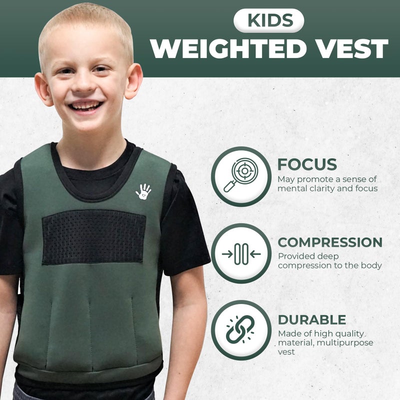 Sensory4u Weighted Vest for Kids - Adjustable Compression Vest, Medium (Ages 5-9), 6 Removable Weights, Breathable Snug Fit - Image 4
