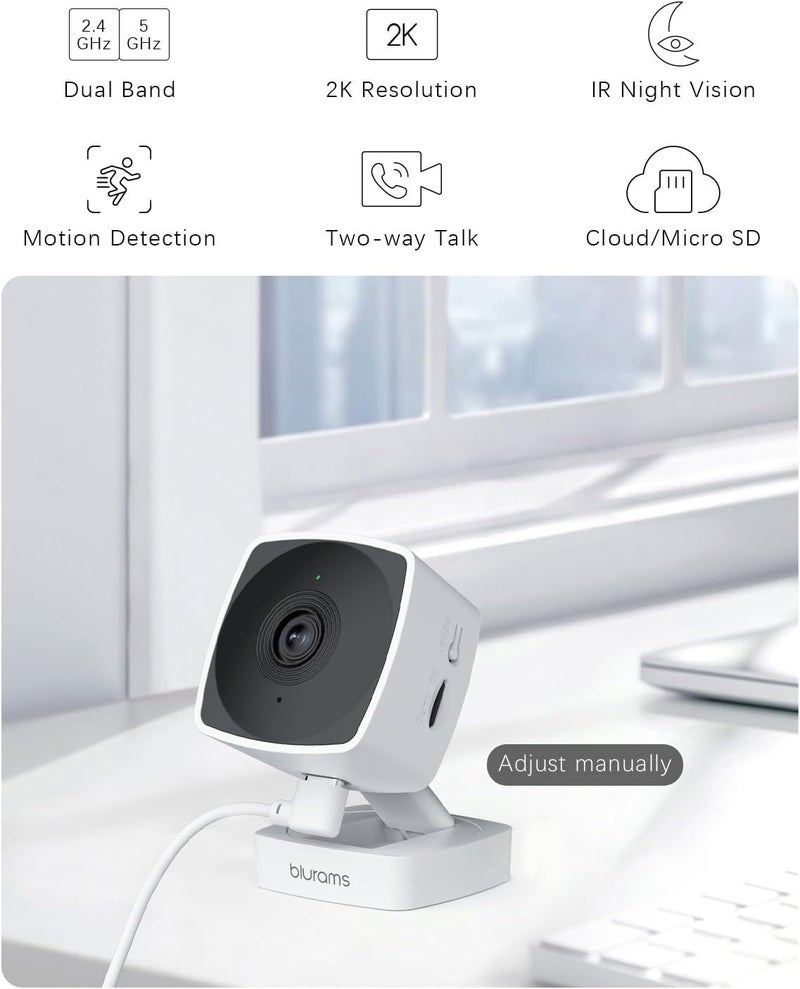 blurams 5GHz Cameras for Home Security, 2K Security Camera Indoor, Pet Camera with Phone App, Indoor Camera w/AI Motion Detection, 2-Way Audio, Compatible with Alexa&Google Home, WiFi 6 - Image 2