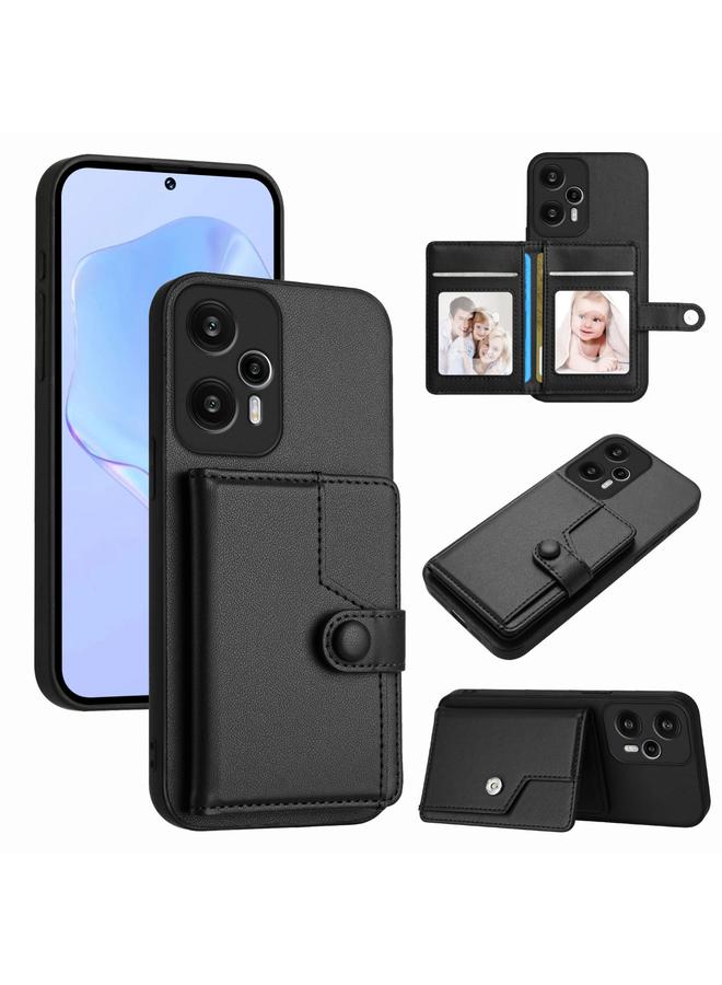 اس-توب جراب لهاتف Redmi Note 12 Turbo Button Card Bag RFID جراب هاتف مضاد للسرقة - Image 1