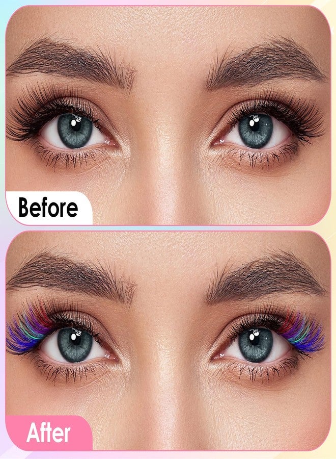 Wanmu 240 Pcs Fairy Colored Lash Extensions Clusters, 3D Colored Lash Clusters False Eyelashes Individuals Eyelash Cluster D Curl 14mm/16mm Mixed 8 Colors DIY Colorful Eyelash Kit (No Glue) - Image 3