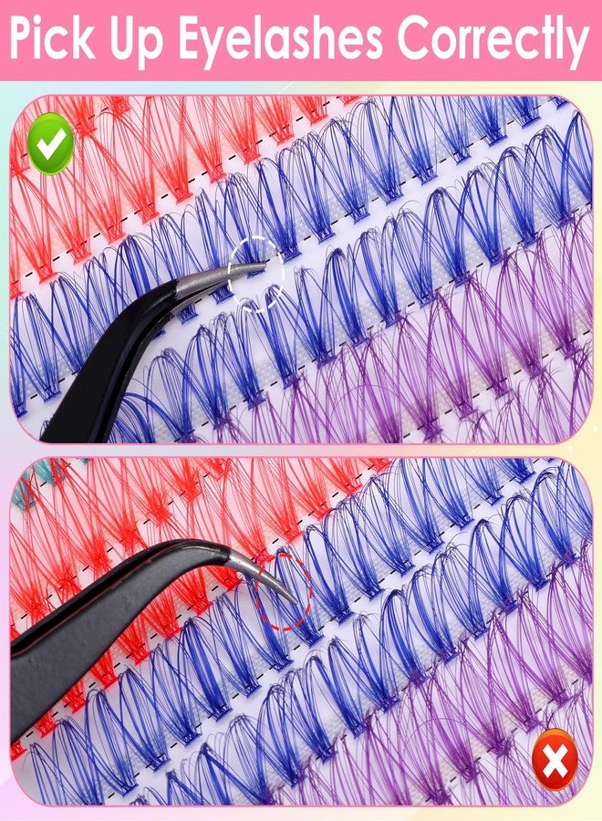 Wanmu 240 Pcs Fairy Colored Lash Extensions Clusters, 3D Colored Lash Clusters False Eyelashes Individuals Eyelash Cluster D Curl 14mm/16mm Mixed 8 Colors DIY Colorful Eyelash Kit (No Glue) - Image 4