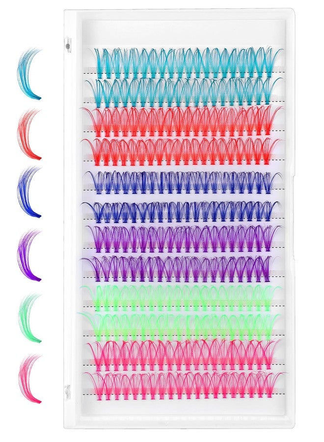 Wanmu 240 Pcs Fairy Colored Lash Extensions Clusters, 3D Colored Lash Clusters False Eyelashes Individuals Eyelash Cluster D Curl 14mm/16mm Mixed 8 Colors DIY Colorful Eyelash Kit (No Glue) - Image 1