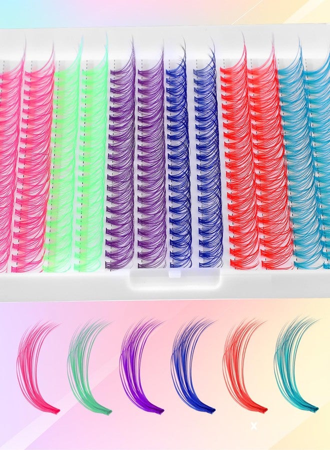 Wanmu 240 Pcs Fairy Colored Lash Extensions Clusters, 3D Colored Lash Clusters False Eyelashes Individuals Eyelash Cluster D Curl 14mm/16mm Mixed 8 Colors DIY Colorful Eyelash Kit (No Glue) - Image 2