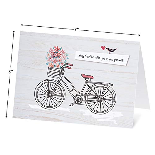 Current Get Well Faith Greeting Cards with Scripture - Set of 8 (4 Designs), Large 5" x 7", Religious Sympathy Cards with Sentiments Inside, White Envelopes - Image 5