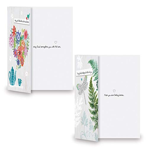 Current Get Well Faith Greeting Cards with Scripture - Set of 8 (4 Designs), Large 5" x 7", Religious Sympathy Cards with Sentiments Inside, White Envelopes - Image 3