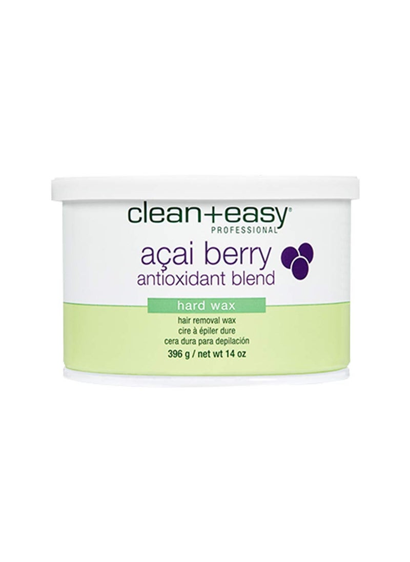 Clean + Easy - Clean + Easy Acai Berry Hard Wax, Non-Strip Hair Removal Depilatory Wax Treatment for Painless Full Body, Bikini Brazilian Waxing, Removes Fine to Coarse Hairs, Perfect for Delicate Skin, 14 oz - Image 1