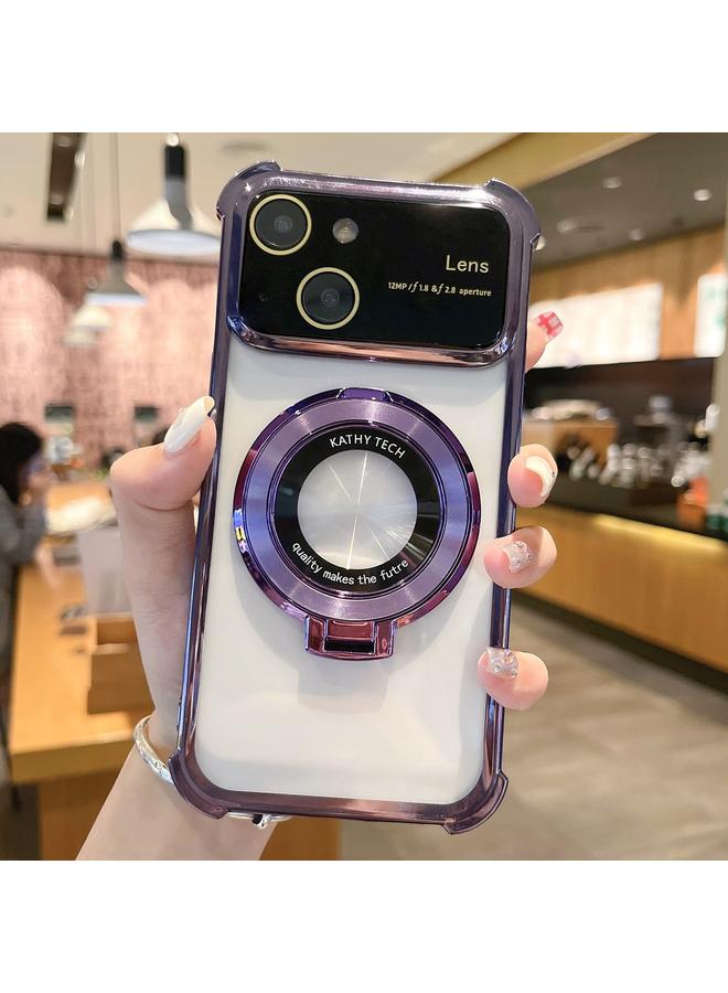 Case For iPhone 14 Plus MagSafe Holder Shockproof TPU Phone Case with Lens Film