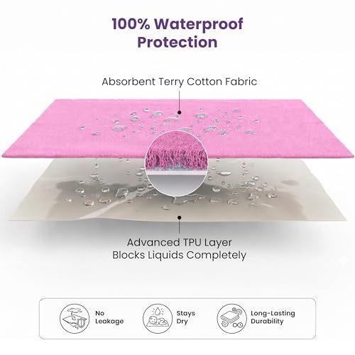 MY ARMOR Baby Dry Sheet for New Born Baby, Anti-Piling Waterproof Mattress Protector for Bed (Quick Drying/Extra Absorbent Dry Sheet for Bed) - Pack of 2 (Large (100cm x 140cm) (Pink & Maroon) - Image 5