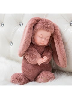 Children's Soft Toy Sleep Baby Talking Doll Rag Doll Doll Girl Soothe Baby-Specifications:35cm [silent Version]]-Color:257 (wine Red Plush Rabbit)