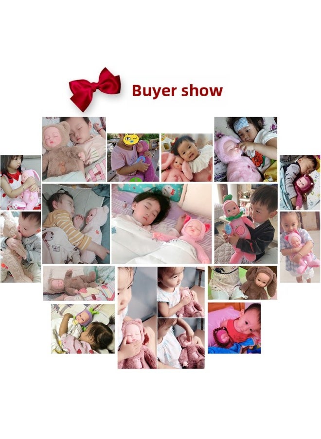 Generic - Children's Soft Toy Sleep Baby Talking Doll Rag Doll Doll Girl Soothe Baby-Specifications:35cm [silent Version]]-Color:257 (wine Red Plush Rabbit) - Image 1