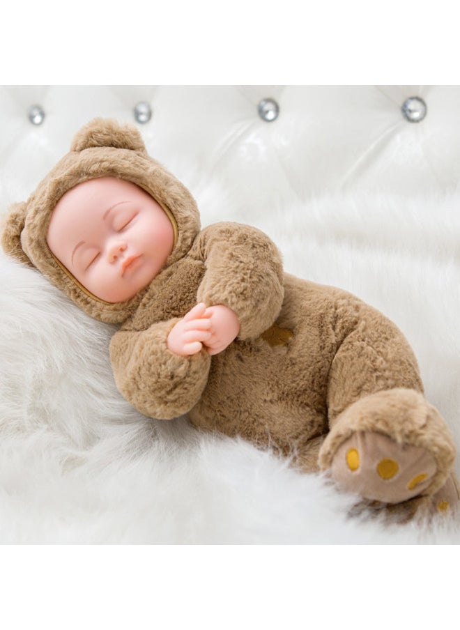 Generic - Children's Soft Toy Sleep Baby Talking Doll Rag Doll Doll Girl Soothe Baby-Specifications:35cm [silent Version]]-Color:257 (wine Red Plush Rabbit) - Image 1