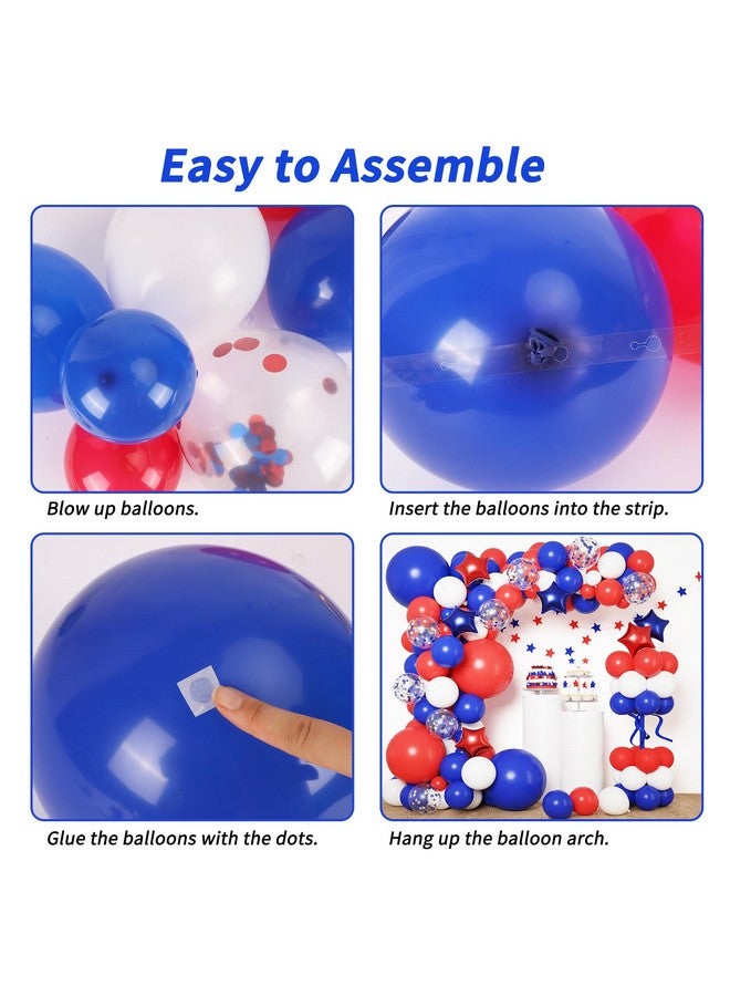 RUBFAC 155pcs Red White and Blue Balloons Garland Arch Kit, 4th of July Balloons Patriotic Decorations, Birthday Wedding Nautical Patriotic Baseball Theme with Star Foil Balloons Decorations - Image 4