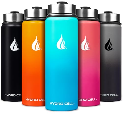 HYDRO CELL Stainless Steel Insulated Water Bottle with Straw - For Cold & Hot Drinks - Metal Vacuum Flask with Screw Cap and Modern Leakproof Sport Thermos for Adults (Teal/Blue 24oz) - Image 1