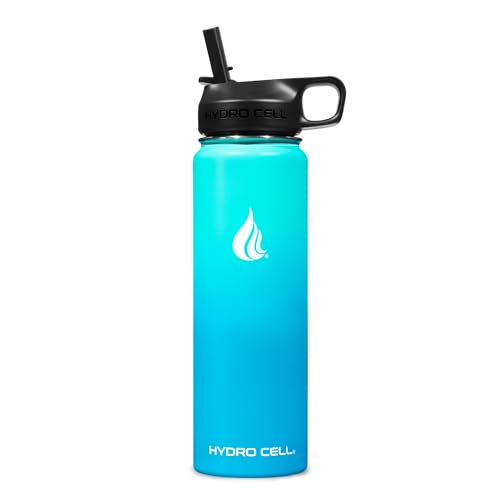 HYDRO CELL Stainless Steel Insulated Water Bottle with Straw - For Cold & Hot Drinks - Metal Vacuum Flask with Screw Cap and Modern Leakproof Sport Thermos for Adults (Teal/Blue 24oz) - Image 2