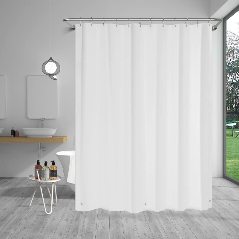 Amazer White Shower Curtain Liner with Magnets, 72x84 Plastic Shower Liner PEVA Waterproof Medium Weight Inside Shower Curtains Liner for Bathroom with Rustproof Grommet - Image 3
