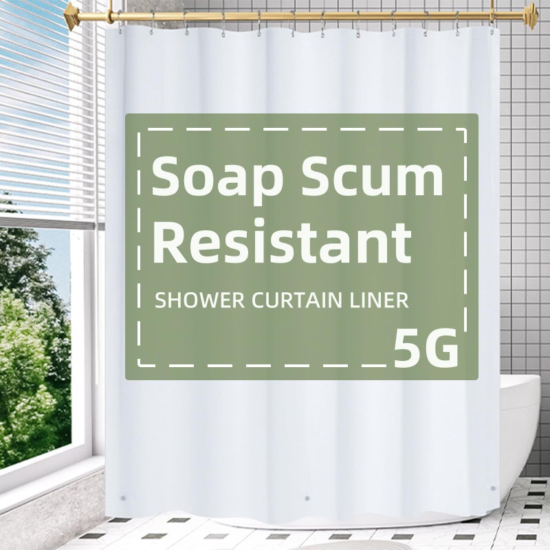 Amazer White Shower Curtain Liner with Magnets, 72x84 Plastic Shower Liner PEVA Waterproof Medium Weight Inside Shower Curtains Liner for Bathroom with Rustproof Grommet - Image 1