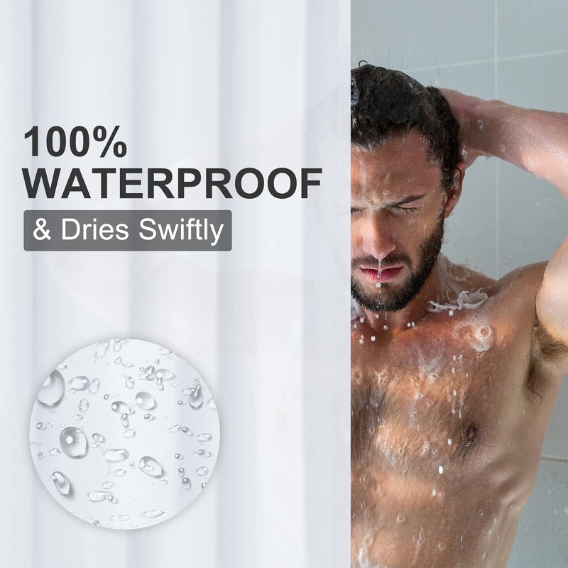Amazer White Shower Curtain Liner with Magnets, 72x84 Plastic Shower Liner PEVA Waterproof Medium Weight Inside Shower Curtains Liner for Bathroom with Rustproof Grommet - Image 4