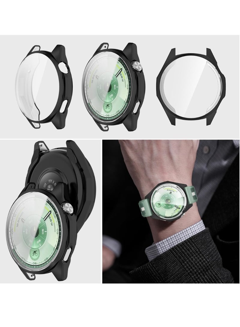 Case Compatible with Huawei Watch GT6 46MM  2025 Case All-Around Screen Protector Watch Soft TPU Shockproof Cover Slim Guard Thin Bumper Shell Protector (Black) - Image 1