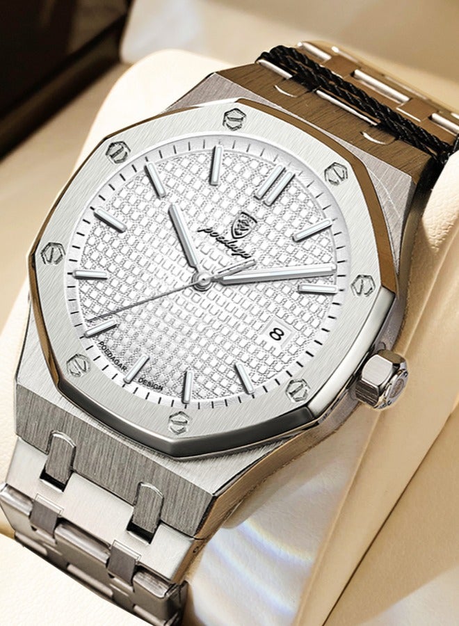 POEDAGAR Watches for Men Watch Luxury Stainless Steel Quartz Waterproof Watch - Image 1