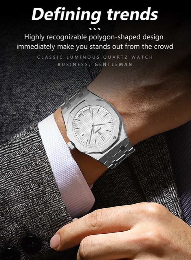 POEDAGAR Watches for Men Watch Luxury Stainless Steel Quartz Waterproof Watch - Image 3