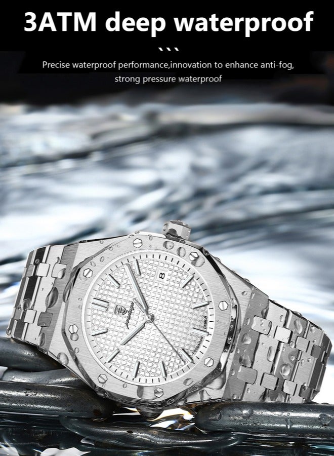 POEDAGAR Watches for Men Watch Luxury Stainless Steel Quartz Waterproof Watch - Image 2